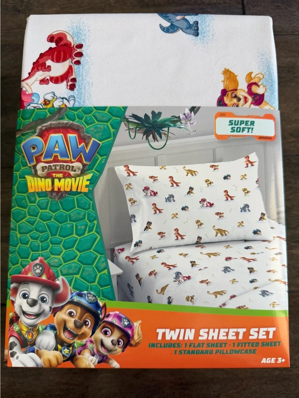 PAW Patrol The Dino Movie Twin Sheet Set 3pc Dinosaur 100% Polyester